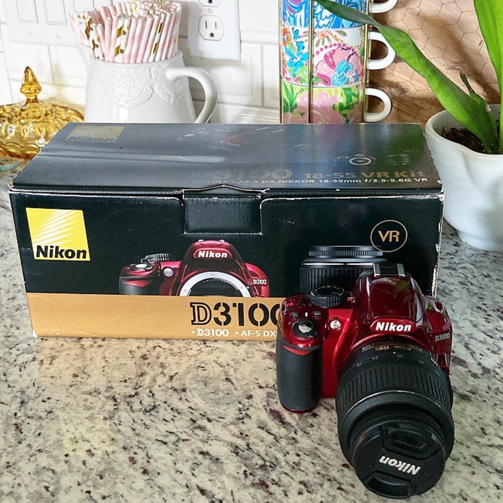 Like New Red Nikon D3100 Digital SLR Camera with 18-55mm NIKKOR VR Lens